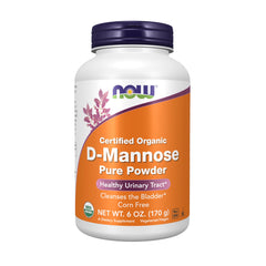 NOW Foods D-Mannose powder bottle for convenient urinary tract support.