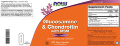 Now Foods glucosamine chondroitin msm capsules close-up highlighting individual capsules