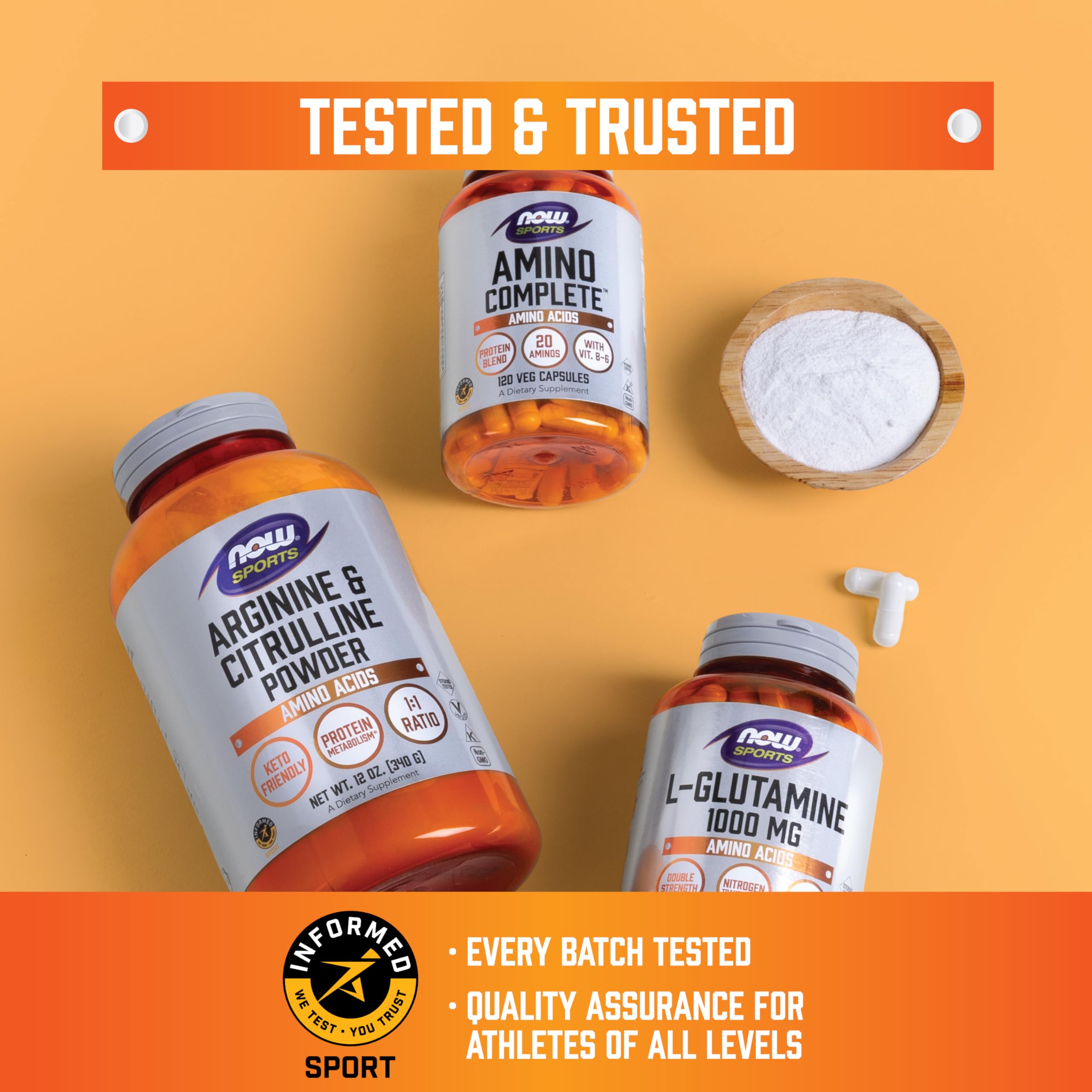 NOW Foods L-Arginine powder USA packaging reflects 1968 family company heritage