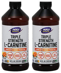 NOW Foods L-Carnitine Liquid bottle highlighting 3000 mg per serving for energy support.