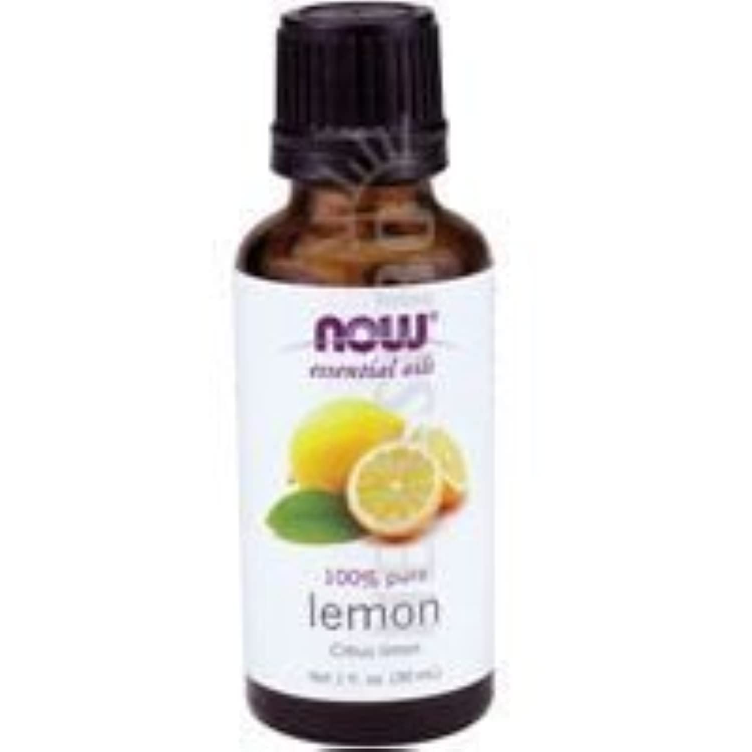 NOW Foods Lemon Oil 1oz bottle for cooking, cleaning, and aroma diffusion.