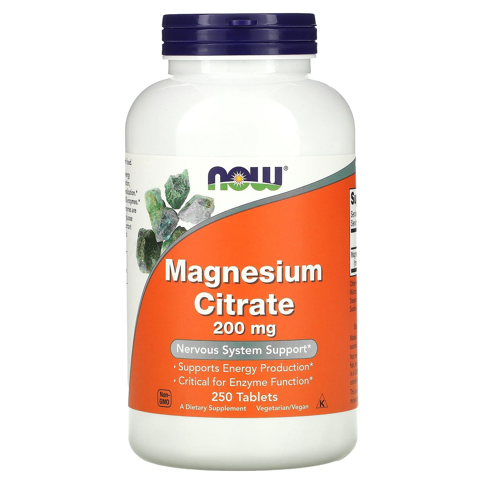 NOW Foods magnesium citrate 200 mg tablets, unflavored for straightforward daily use.