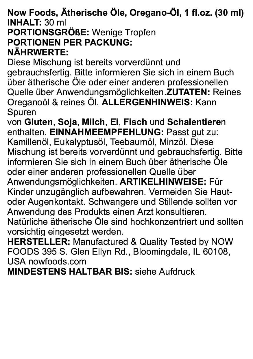 NOW Foods Oil of Oregano 25% pour action for precise dosing in blends