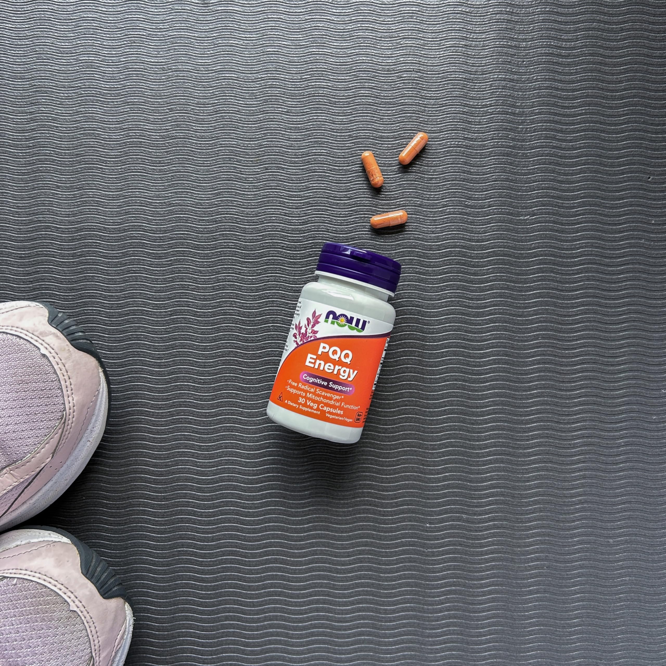 NOW Foods PQQ Energy bottle on desk during morning routine.