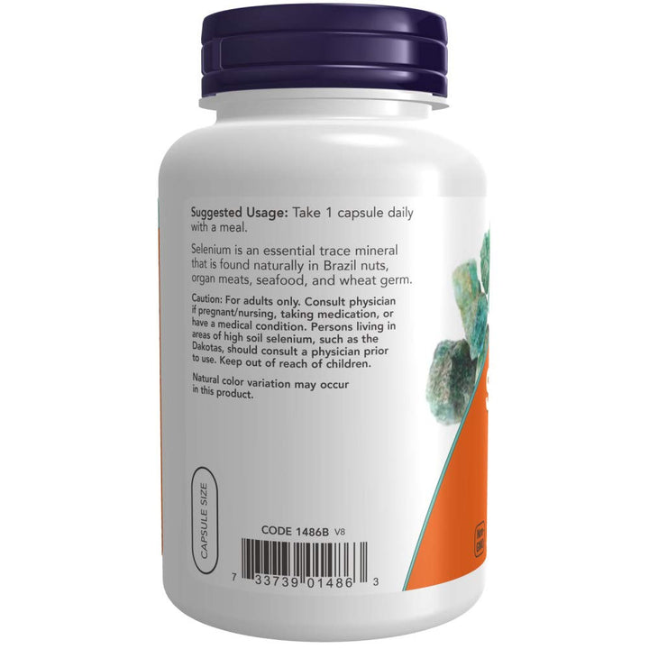 NOW Foods Selenium VCaps packaging demonstrates vegetarian formula