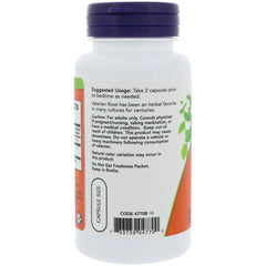 NOW Foods Valerian Root capsule close-up, showcasing easy intake and dosage