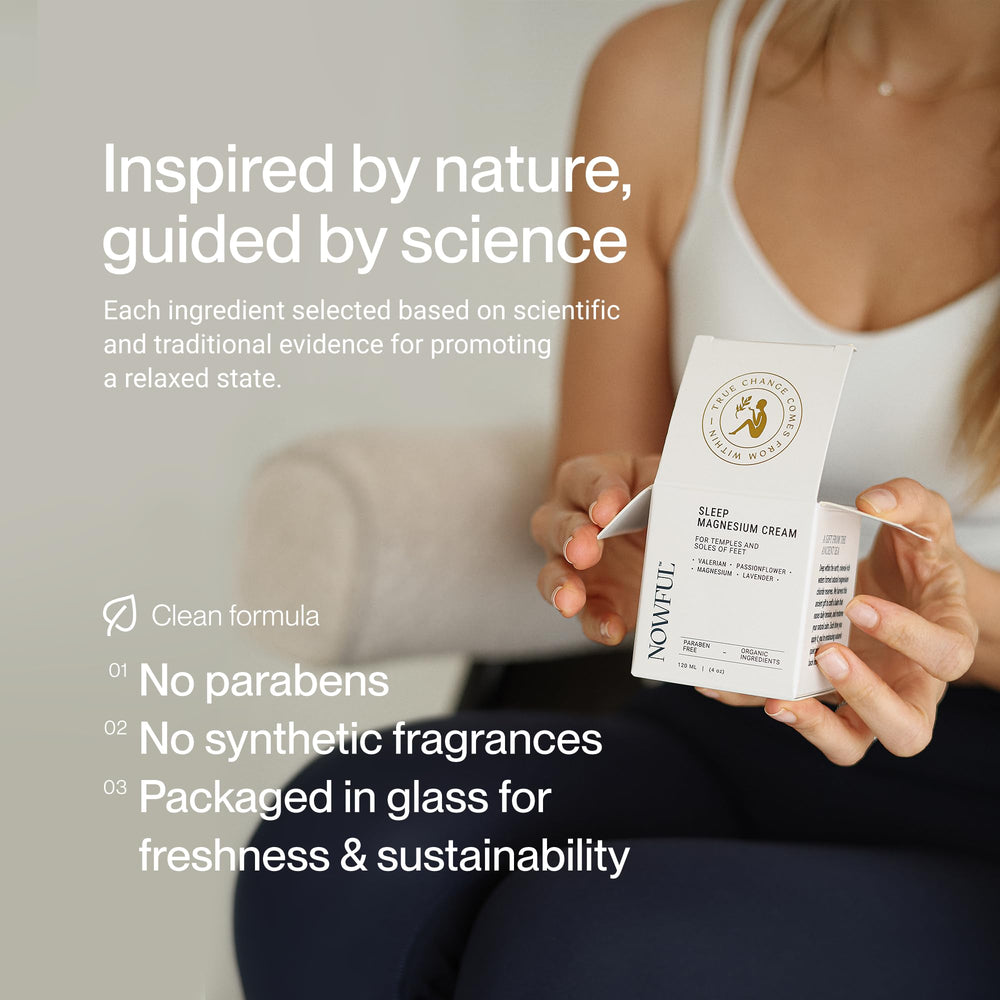 Nowful Sleep Aid Cream application on skin during nightly routine