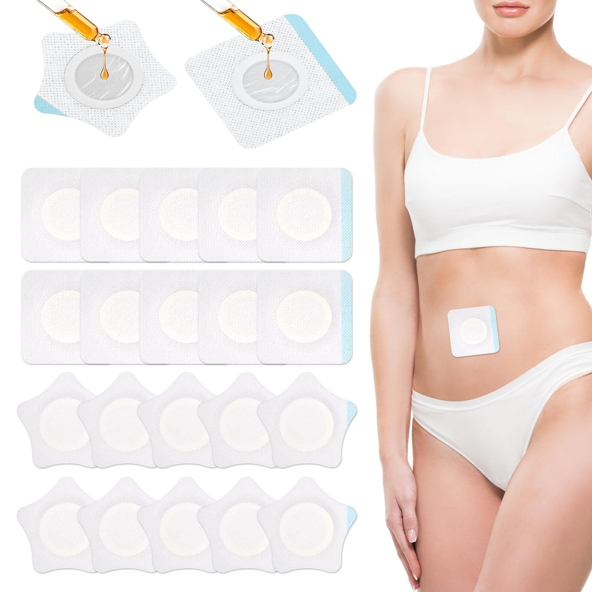 NQEUEPN castor oil pack wrap square white patches, highly absorbent for oil containment.