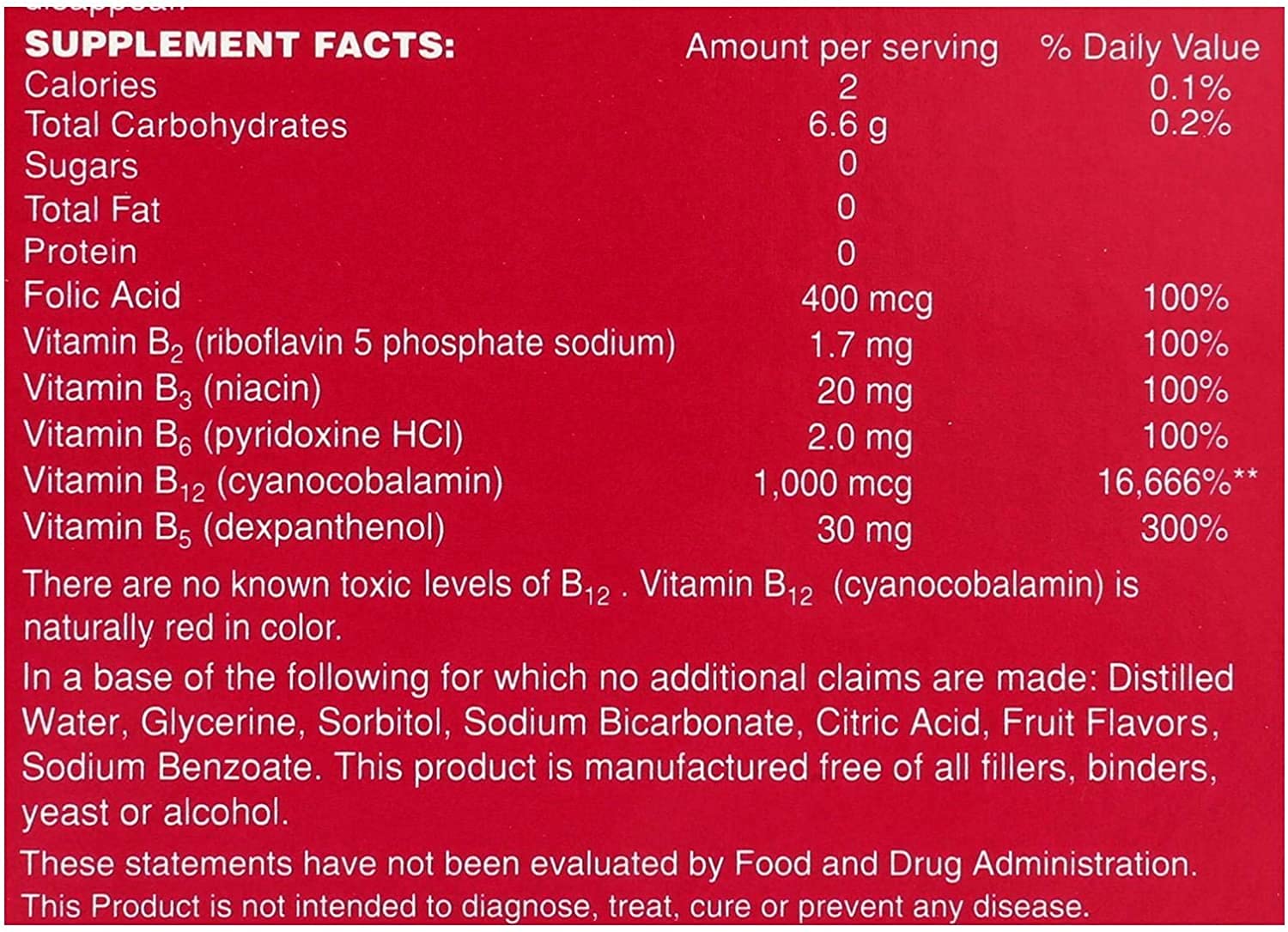 NSI B-Total etiqueta en detalle para revisar ingredientes
