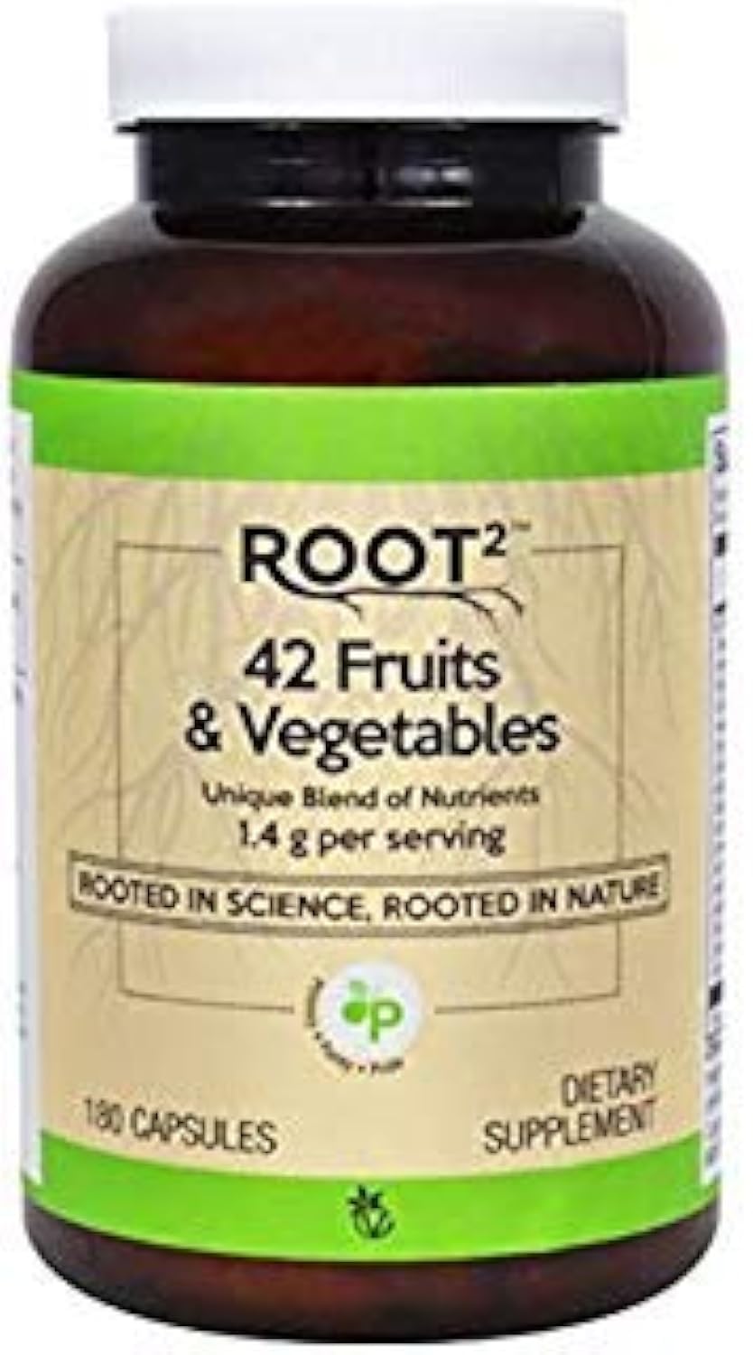 NSI Root2 bottle showing 42 fruits and vegetables blend for daily nutrition