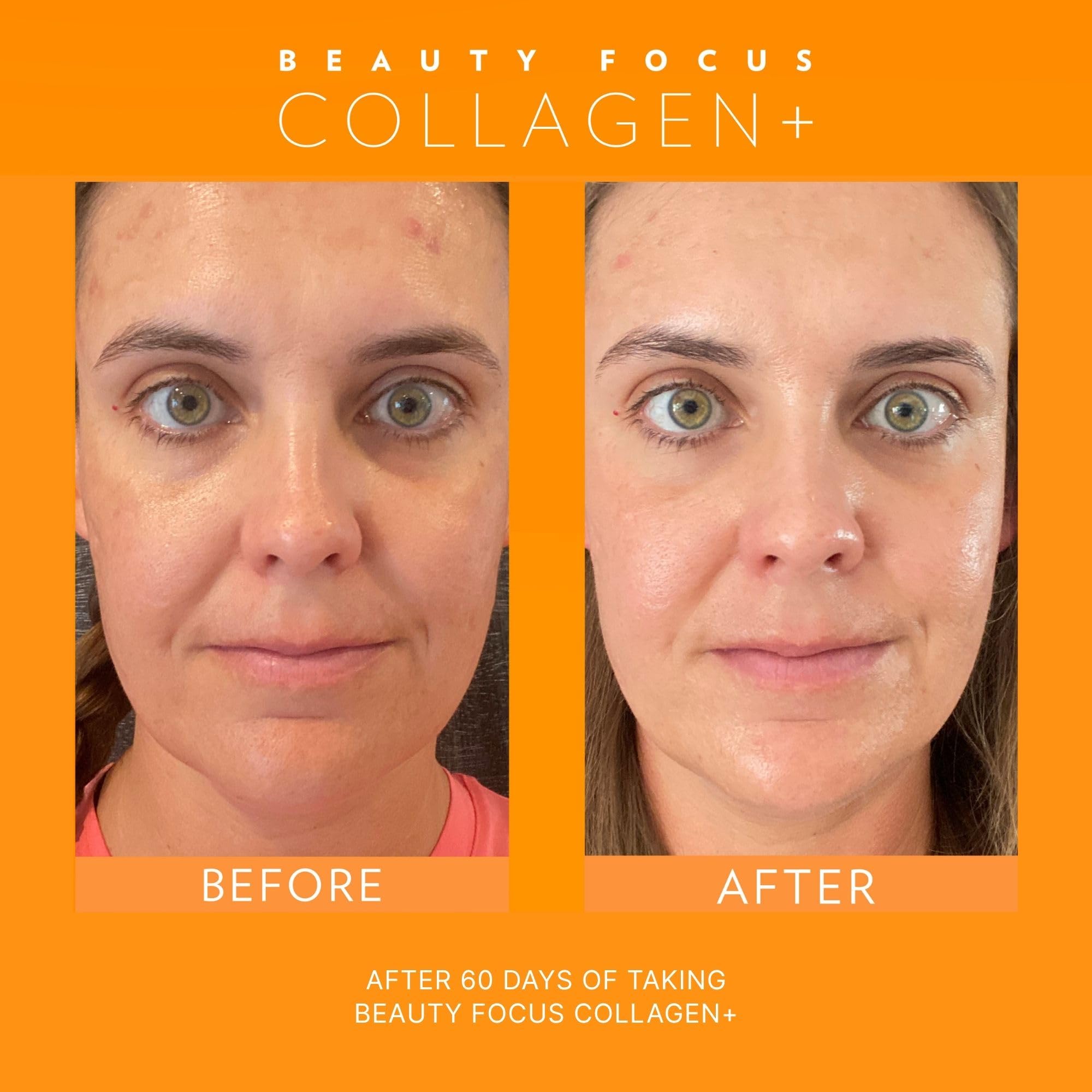 Nu Skin Beauty Focus Collagen+ pour-ready packet shown being poured into a glass.