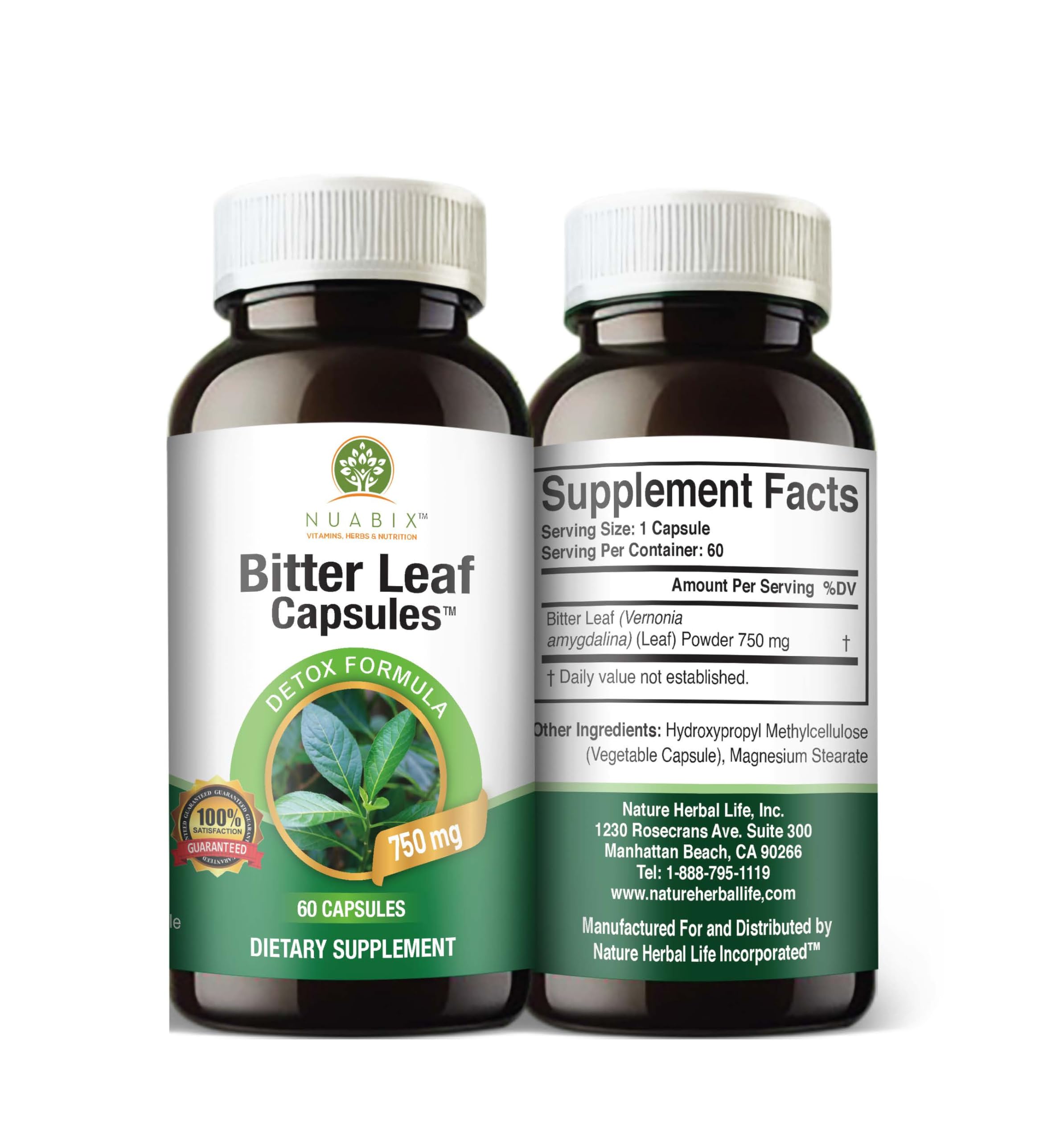 NUABIX Bitter Leaf Capsules close-up view of capsules