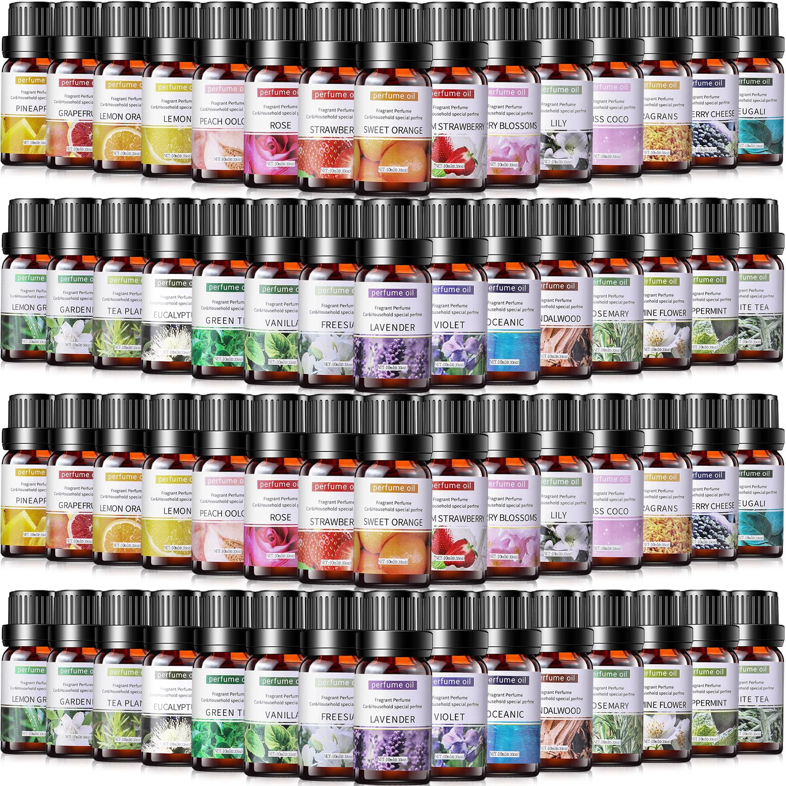 Nuanchu 26-pcs essential oils set bottles collection for versatile diffusion