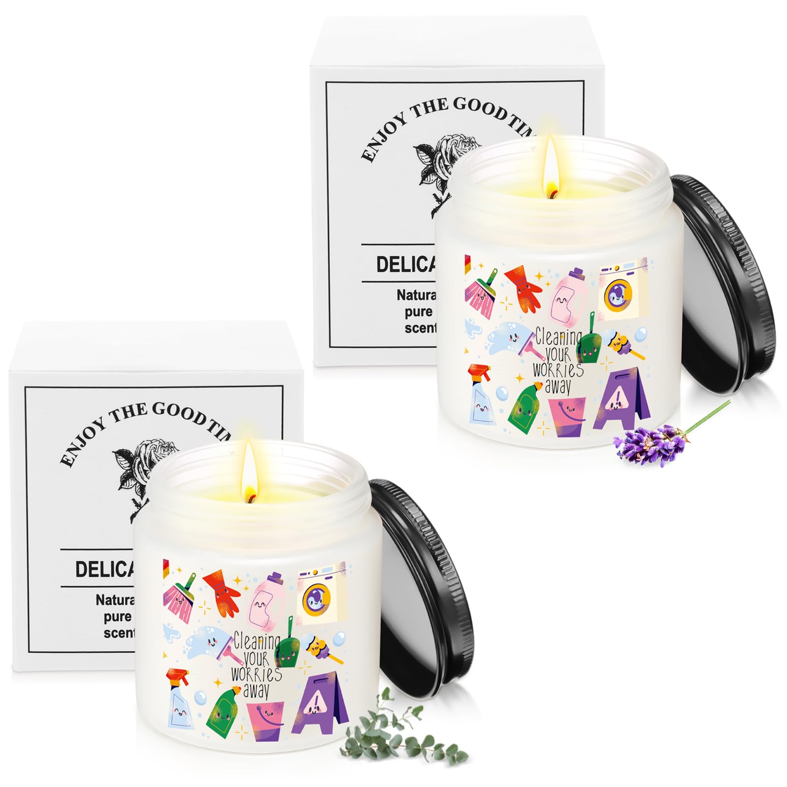 Nuanchu two-scent candles lavender and evergreen create a calming space.