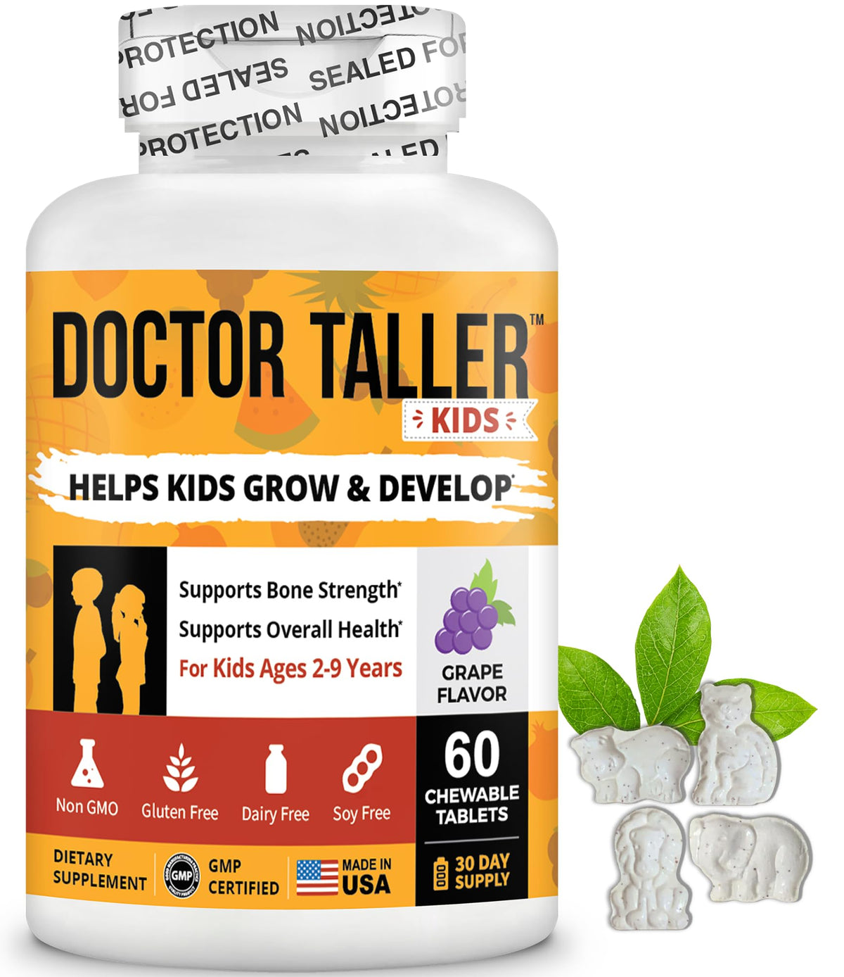 NuBest Doctor Taller Kids grape bottle front for convenient daily vitamins.