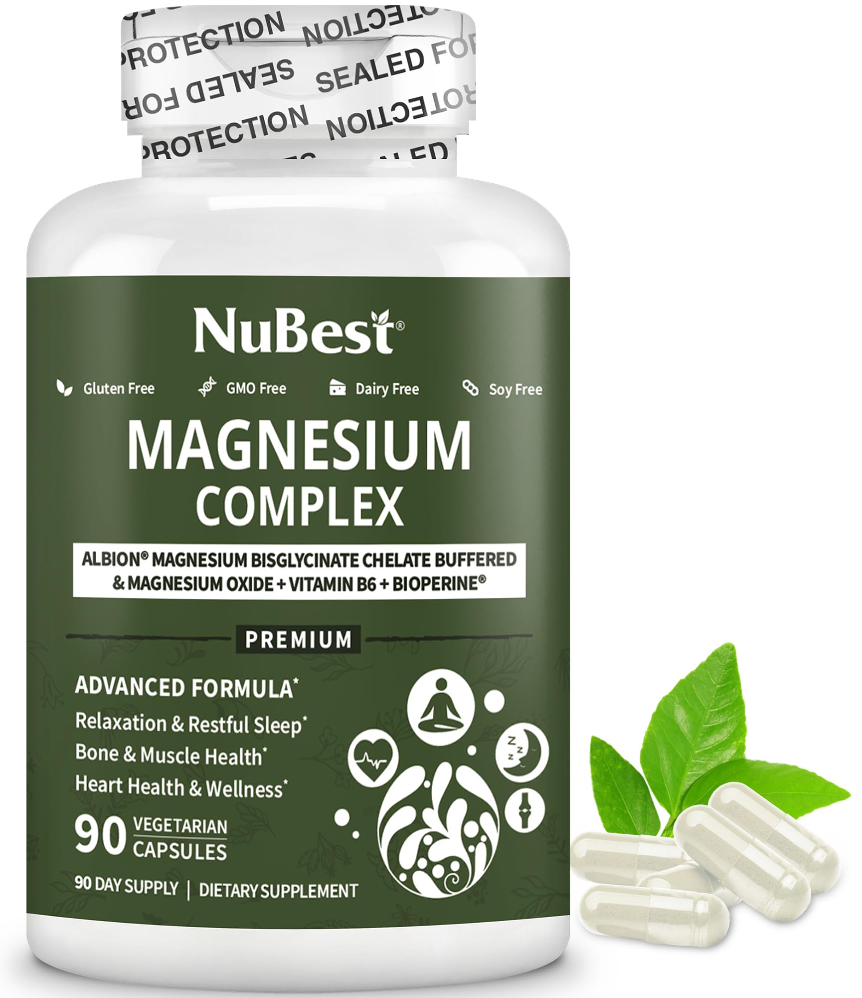 NuBest Magnesium Glycinate bottle-front for daily bone and muscle support