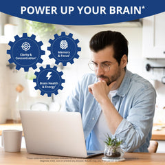 NuBrain Booster bottle label details herbal ingredients enhancing focus.