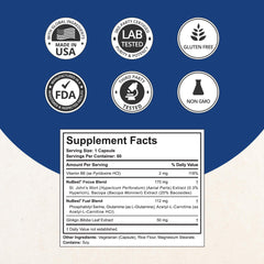 NuBrain Booster vegan capsules arranged for quick brain-boost routine.