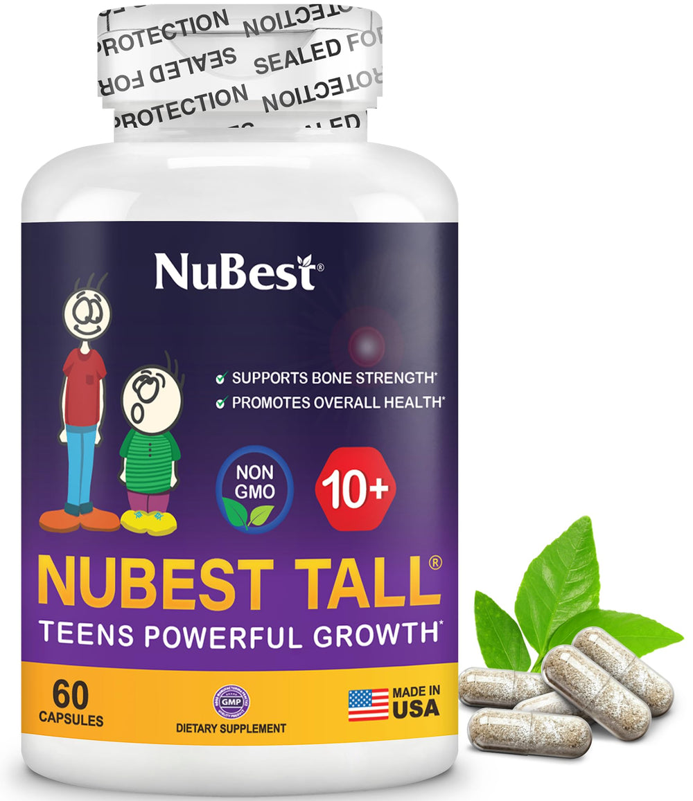 NuBest Tall 10+ bottle front view highlighting packaging and key nutrients