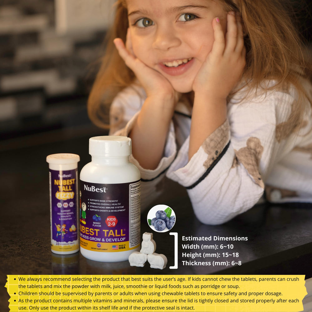 NuBest Tall Kids nutrients including calcium and D3 for bone-supporting daily nutrition