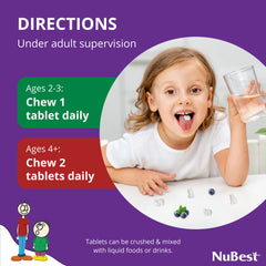 NuBest Tall Kids chewable texture close-up with berry flavor shown