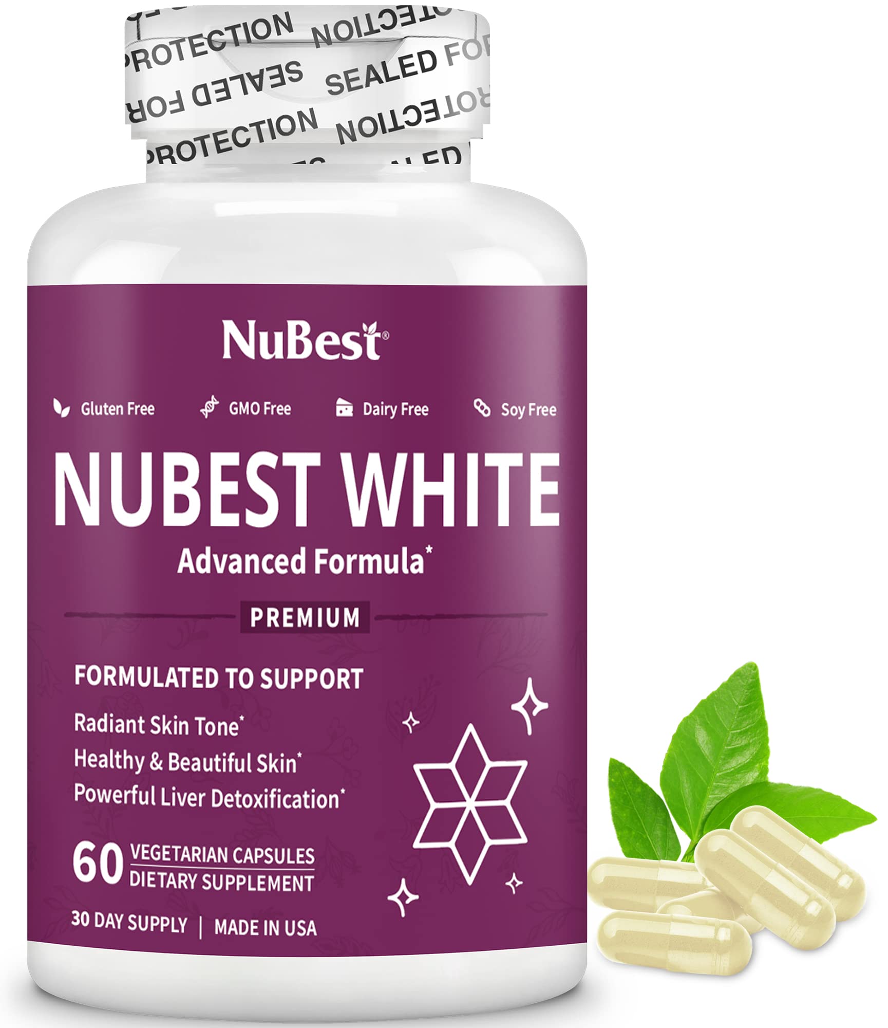 NuBest White bottle on a vanity surface suggesting daily skin-care wellness
