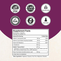 NuBest White glutathione 400mg tablets close-up highlighting convenient daily capsules