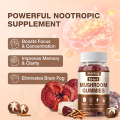 Nubetong Mushroom Gummies pack on desk suggests an easy at-home wellness routine.