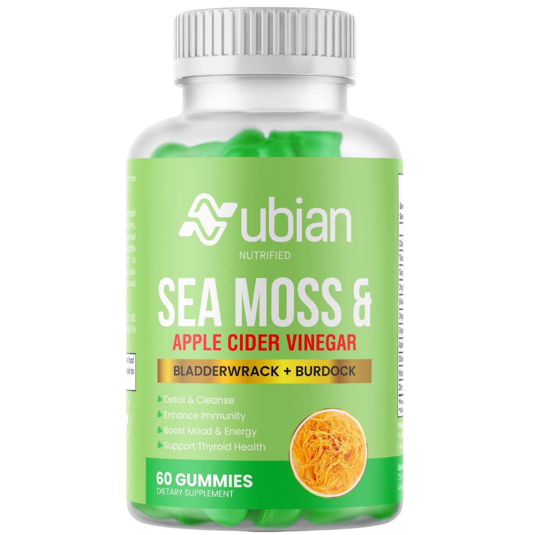 NUBIAN NUTRIFIED Sea Moss Gummies bottle with apple cider vinegar for daily wellness