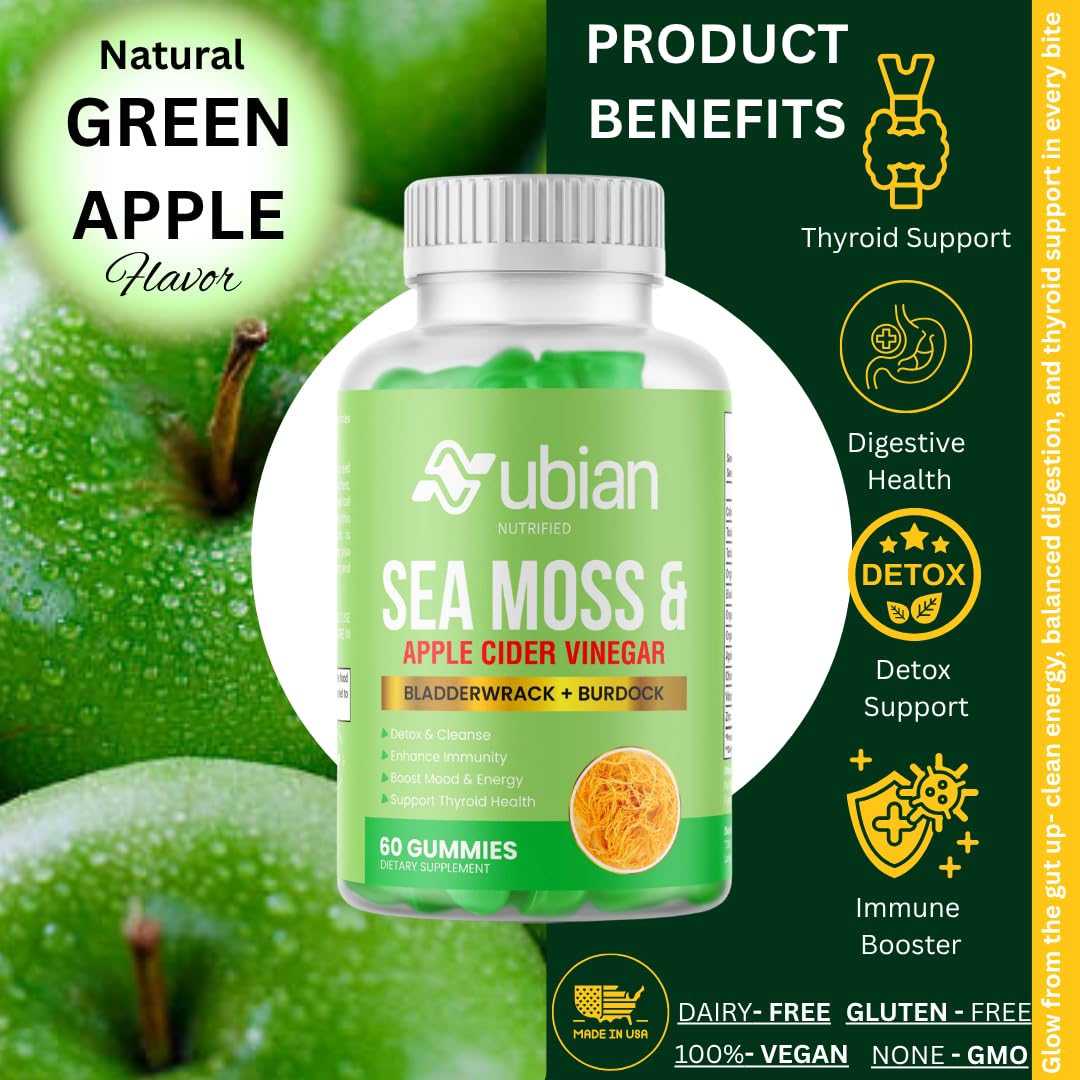 NUBIAN NUTRIFIED Sea Moss Gummies with elderberry extract and chlorophyll for immune-friendly support