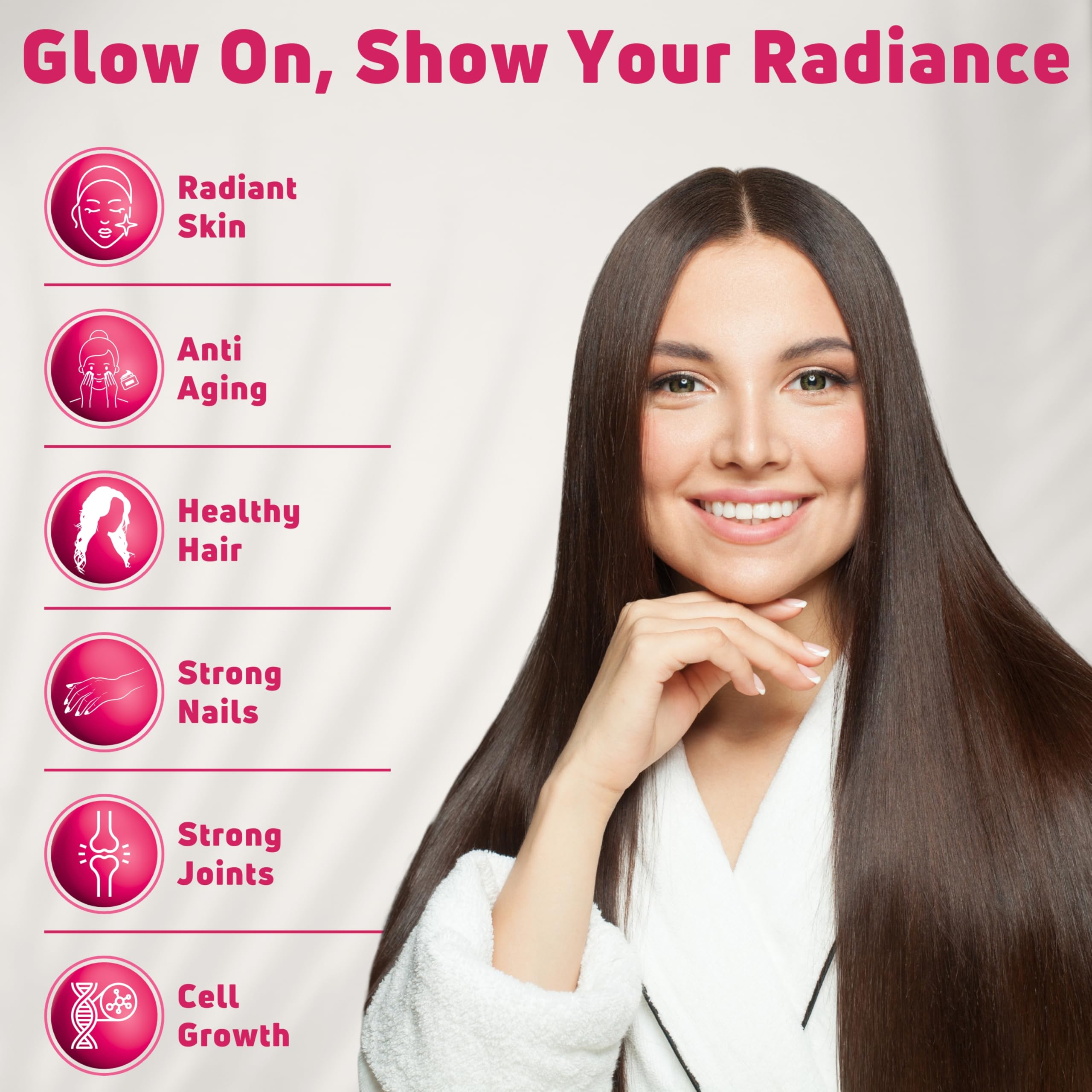 NUELATION bottle nutrition label highlights biotin, collagen, and vitamins in the formula