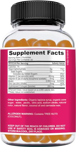 NUELATION ingredients panel highlights vitamin C, zinc, and biotin benefits