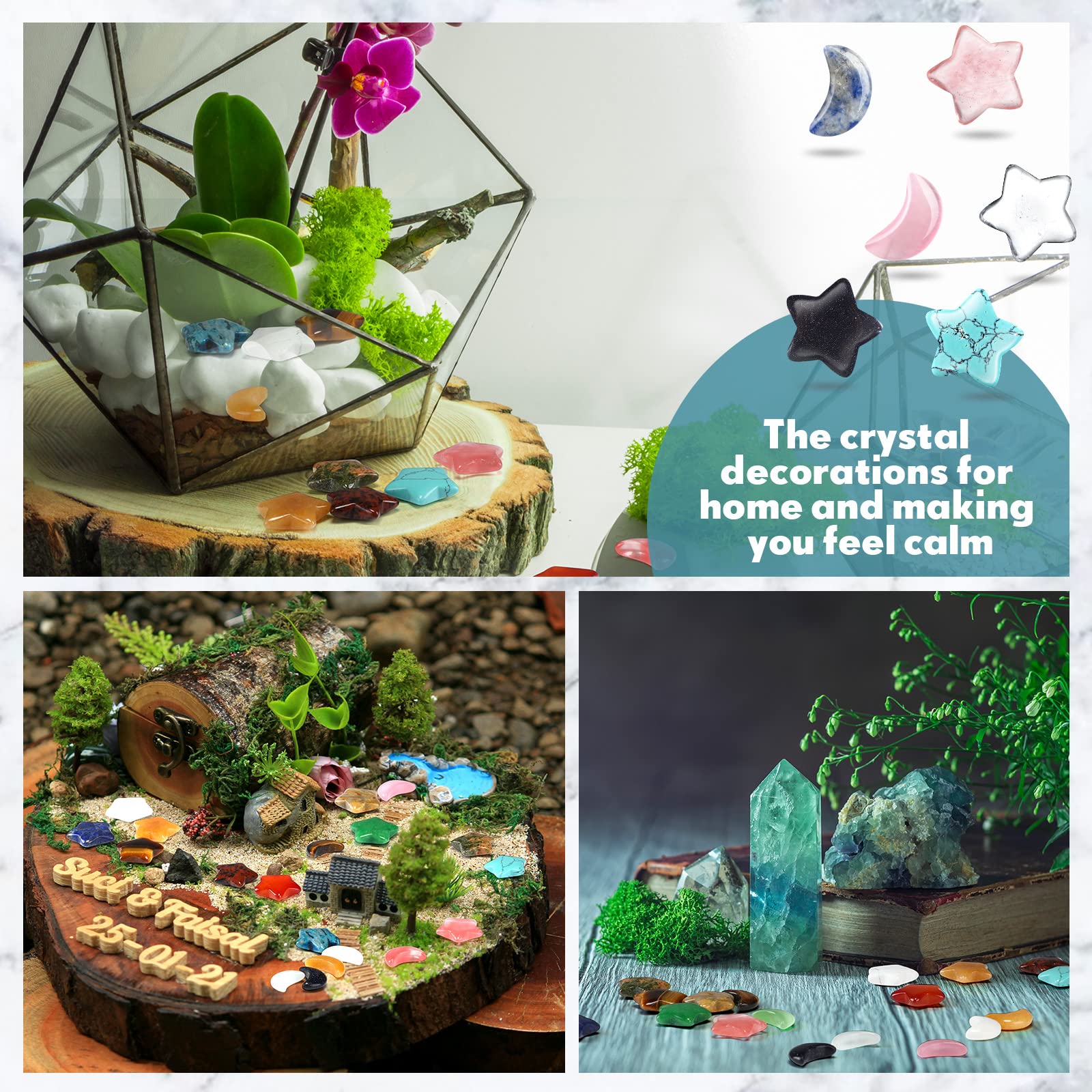 Nuenen hand carved crystal stones enhance home decor and rituals.