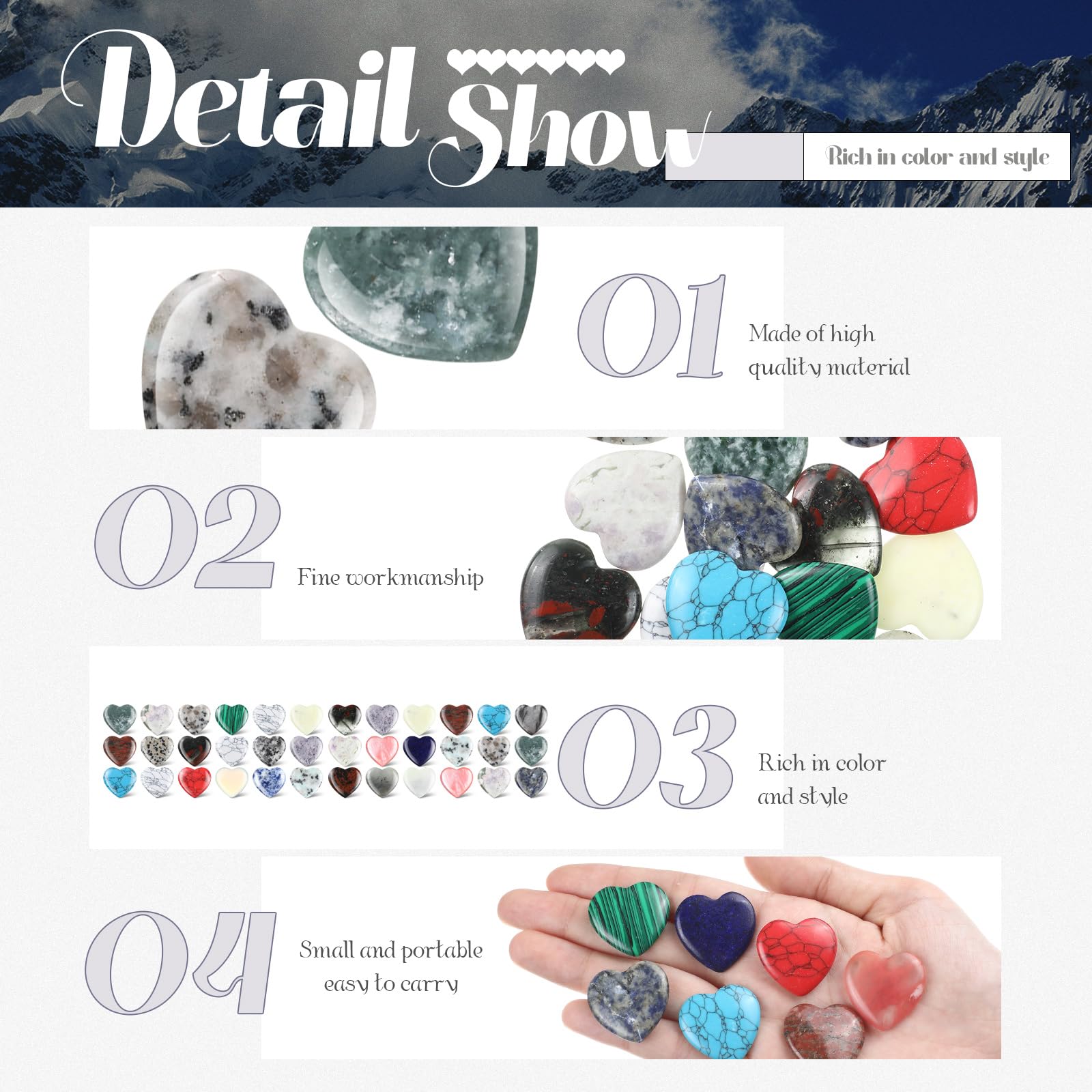 Nuenen heart stones perfect for DIY crafts and jewelry projects.