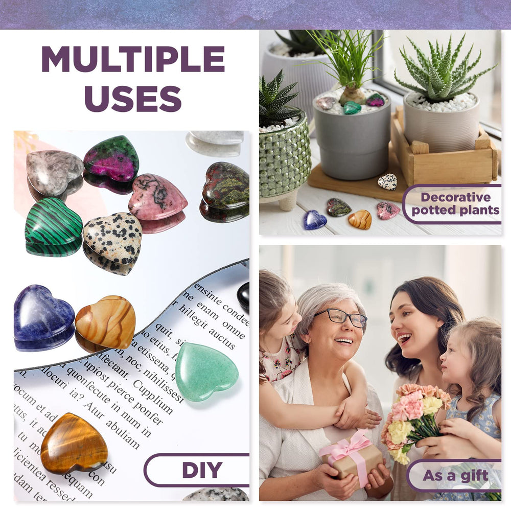 Nuenen color-varied heart crystals ideal for chakra balancing.