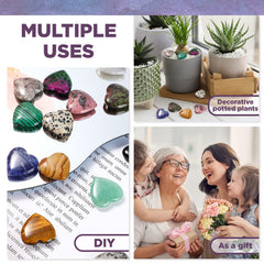 Nuenen color-varied heart crystals ideal for chakra balancing.