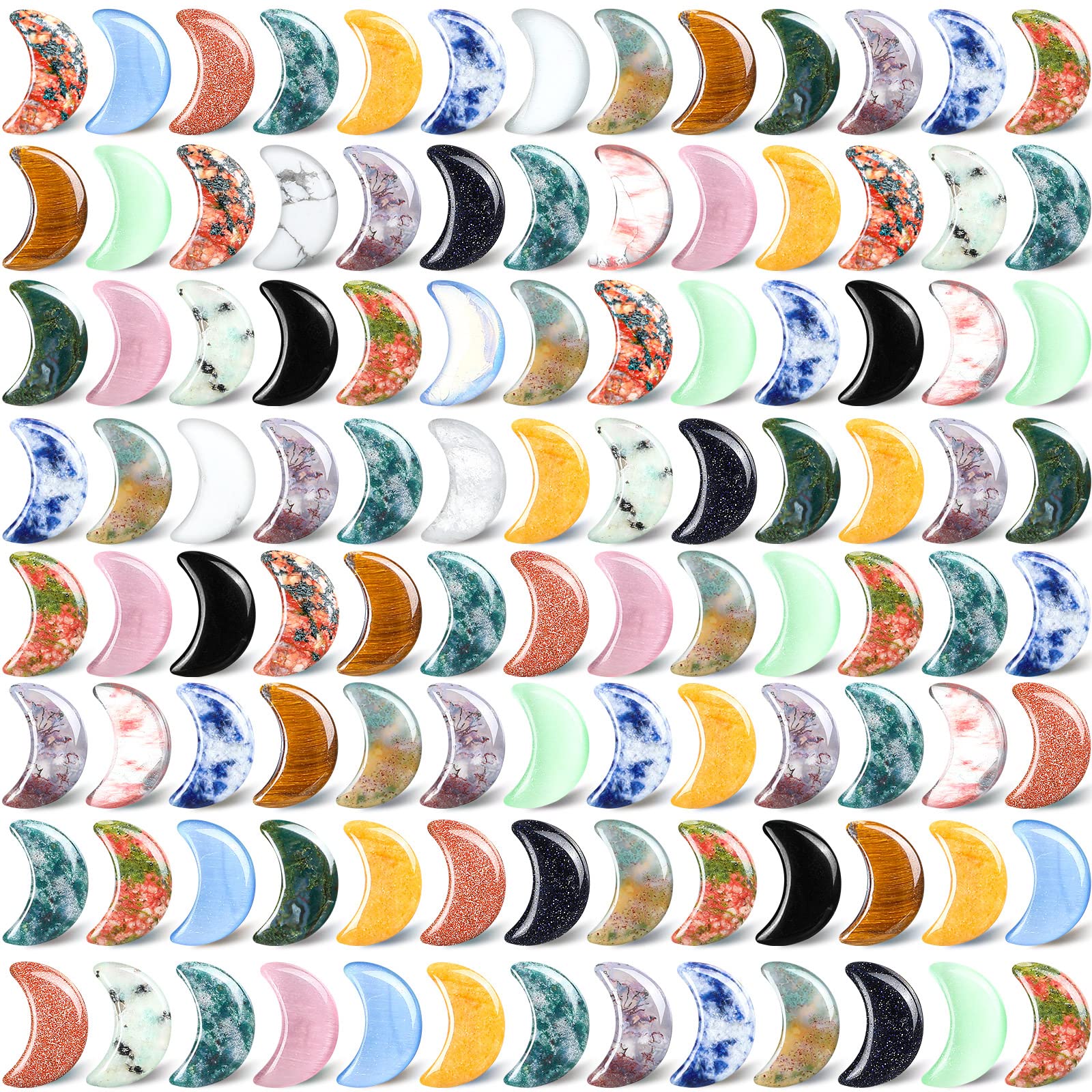 Nuenen moon charm stone bulk pack for bulk crafting with varied colors.