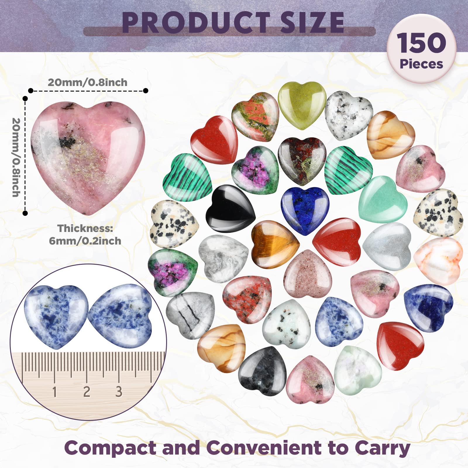 Nuenen polished heart stones with smooth surface for tactile focus.