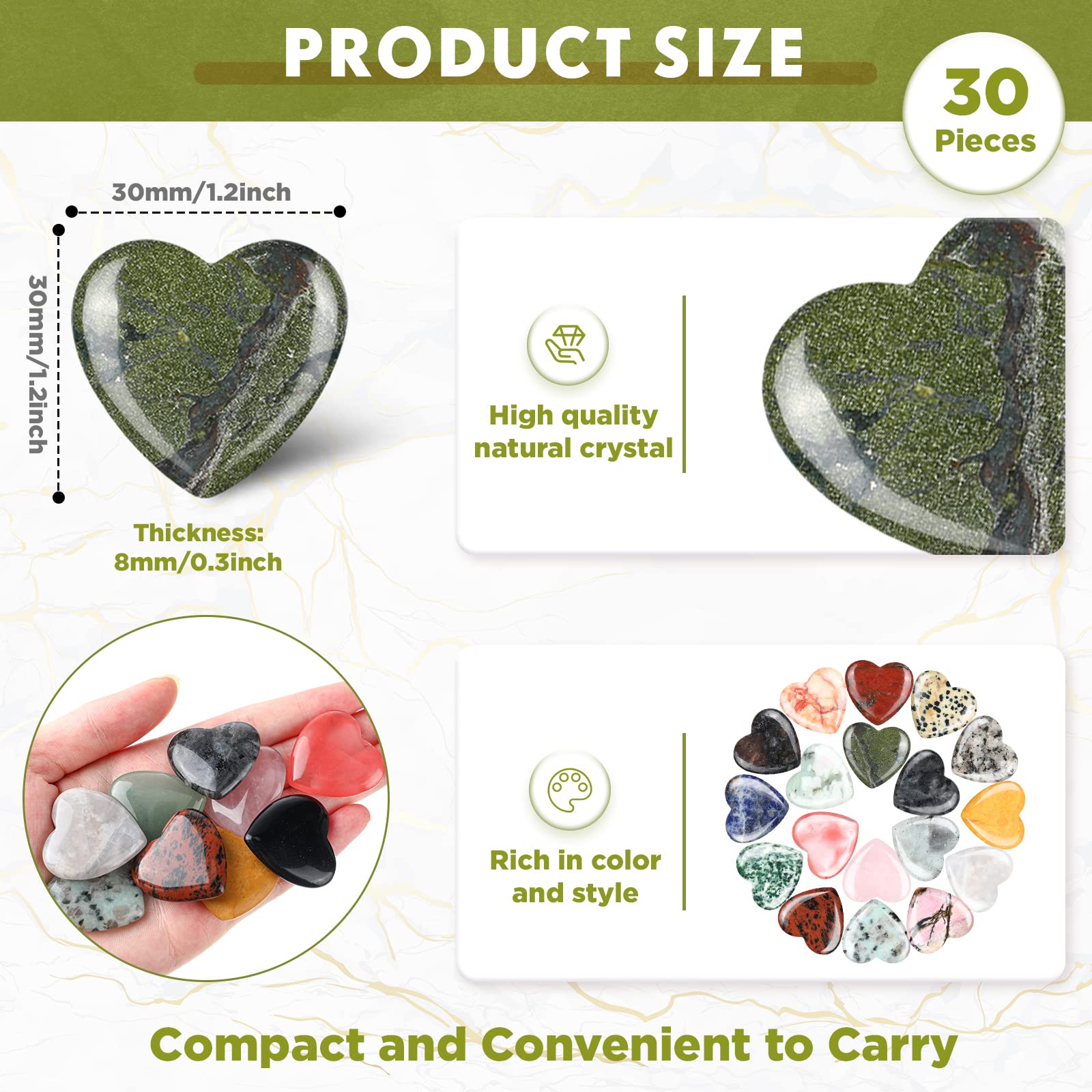 Nuenen pocket heart stone 30mm, portable touchstone for calming hands and mindful moments.