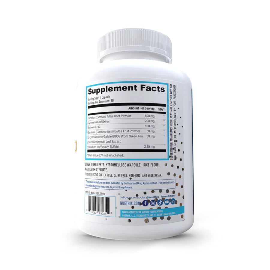 Close-up of NuEthix GDA-MAX Pro capsules highlighting berberine content.