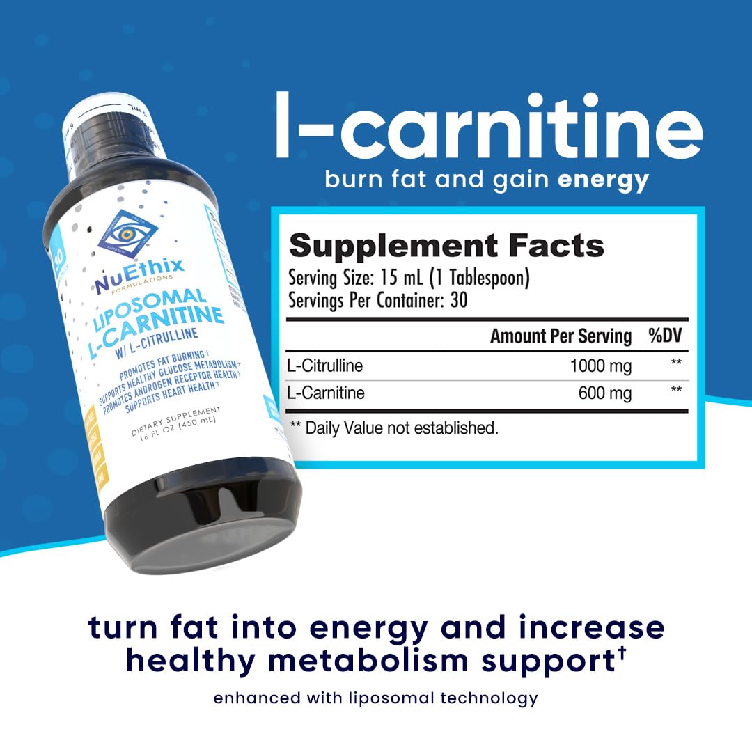 NuEthix Liposomal L-Carnitine packaging box emphasizes convenient supplementation