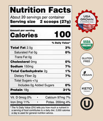 NUFYX Heavenly Protein Powder label highlights digestive enzymes for smoother digestion.