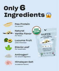 NUFYX Heavenly Protein Powder with vegan enzymes—supports gentle digestion.