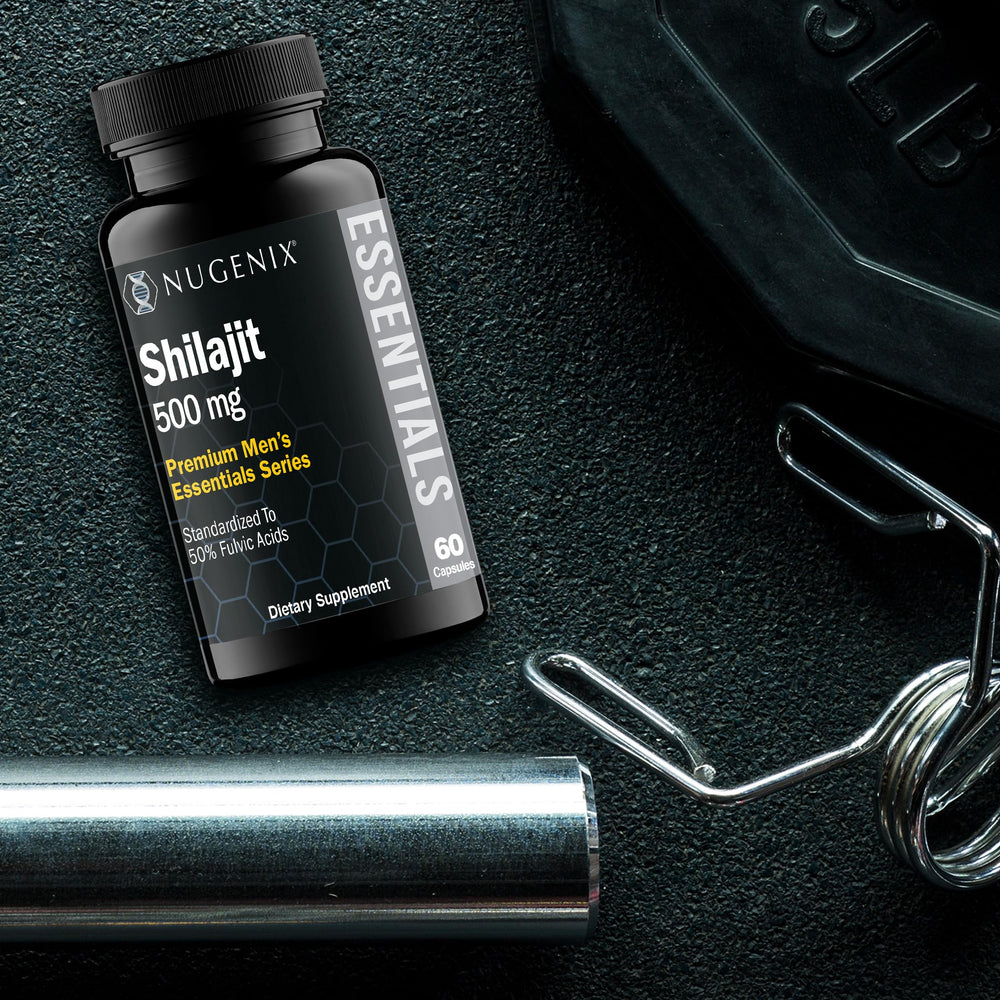 Nugenix Essentials Shilajit label ingredients, transparent details for confident daily use