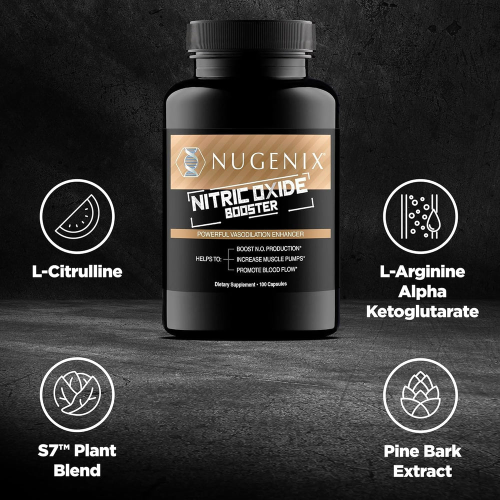 Nugenix Nitric Oxide label detail, focusing on clinical-strength formulation