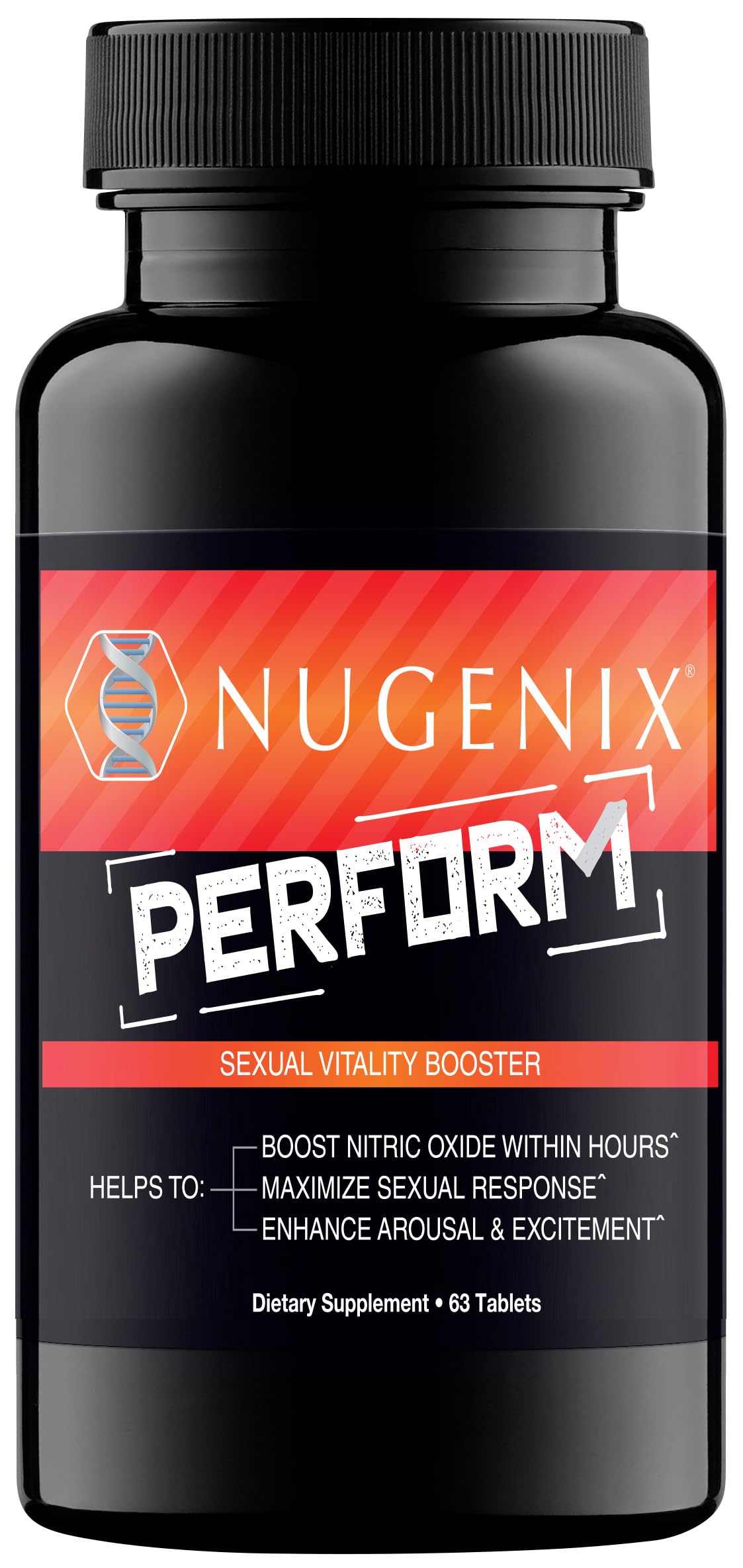 Nugenix Perform bottle with pour—potential daily vitality support for workouts.