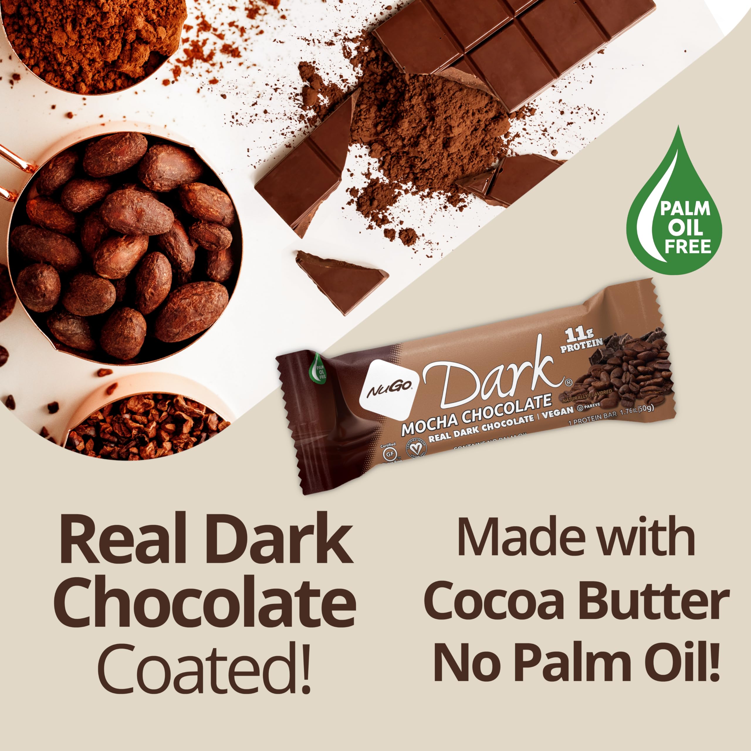 NuGo Dark Chocolate Mint bar on-the-go serving provides a protein boost.