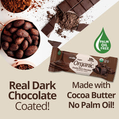 NuGo Organic dark chocolate coating close-up highlighting real flavor