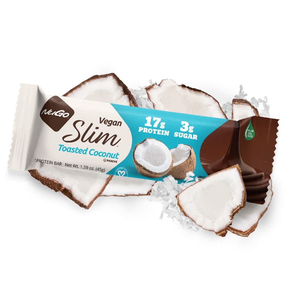 Boxed NuGo Slim bars ready for on-the-go consumption.