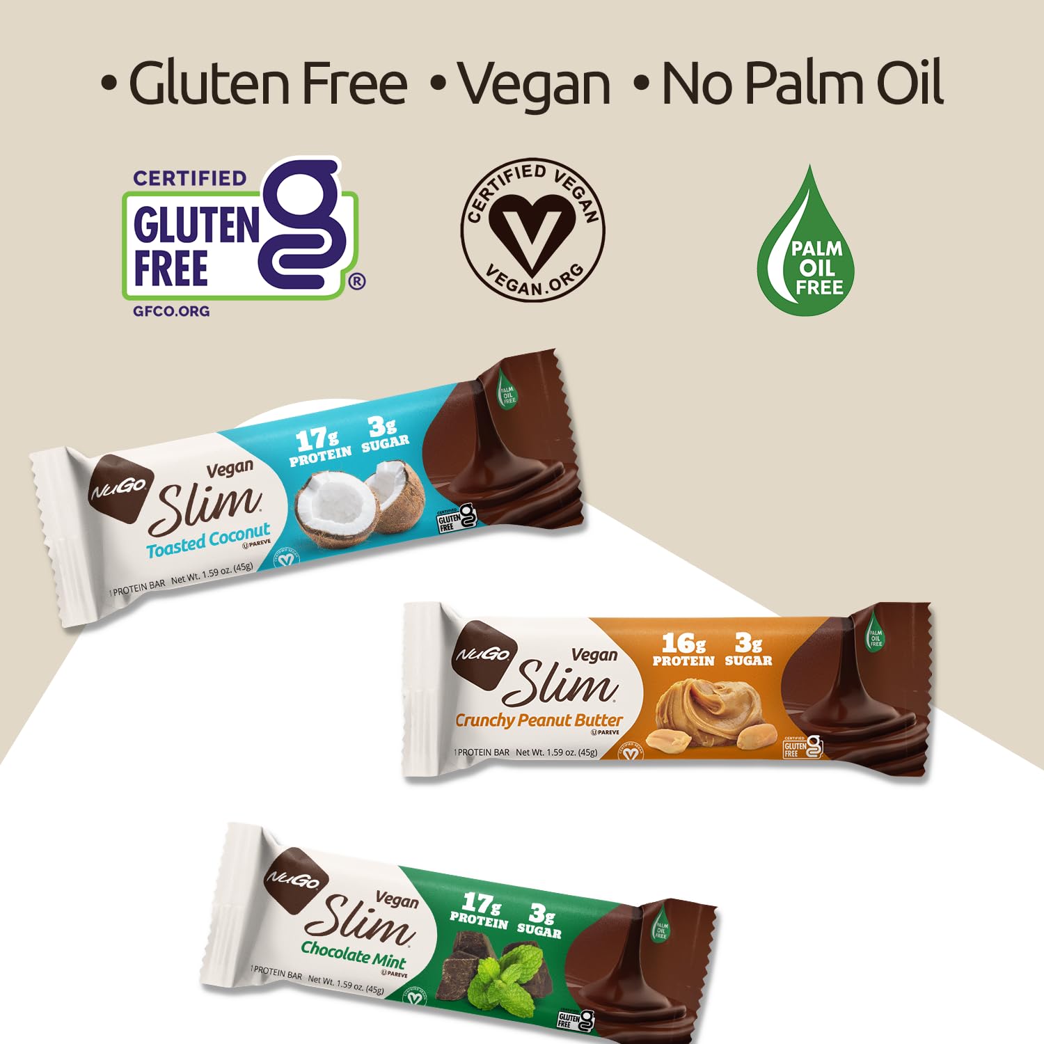 Vegan-certified badge visible on packaging.